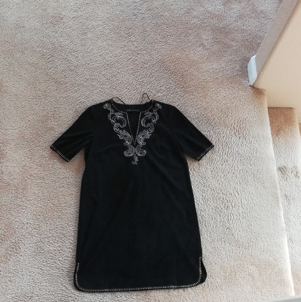 Brand New Zara Suede Effect Tunic Black Studded